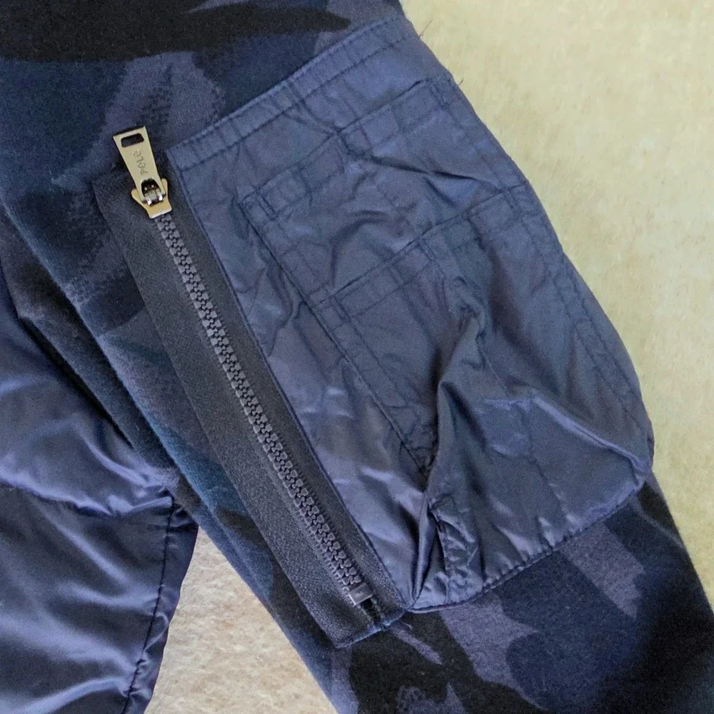 Polo Ralph Lauren Down Hybrid Jacket Sz M Blue‎ Camo Logo Quilt Preppy Old Money